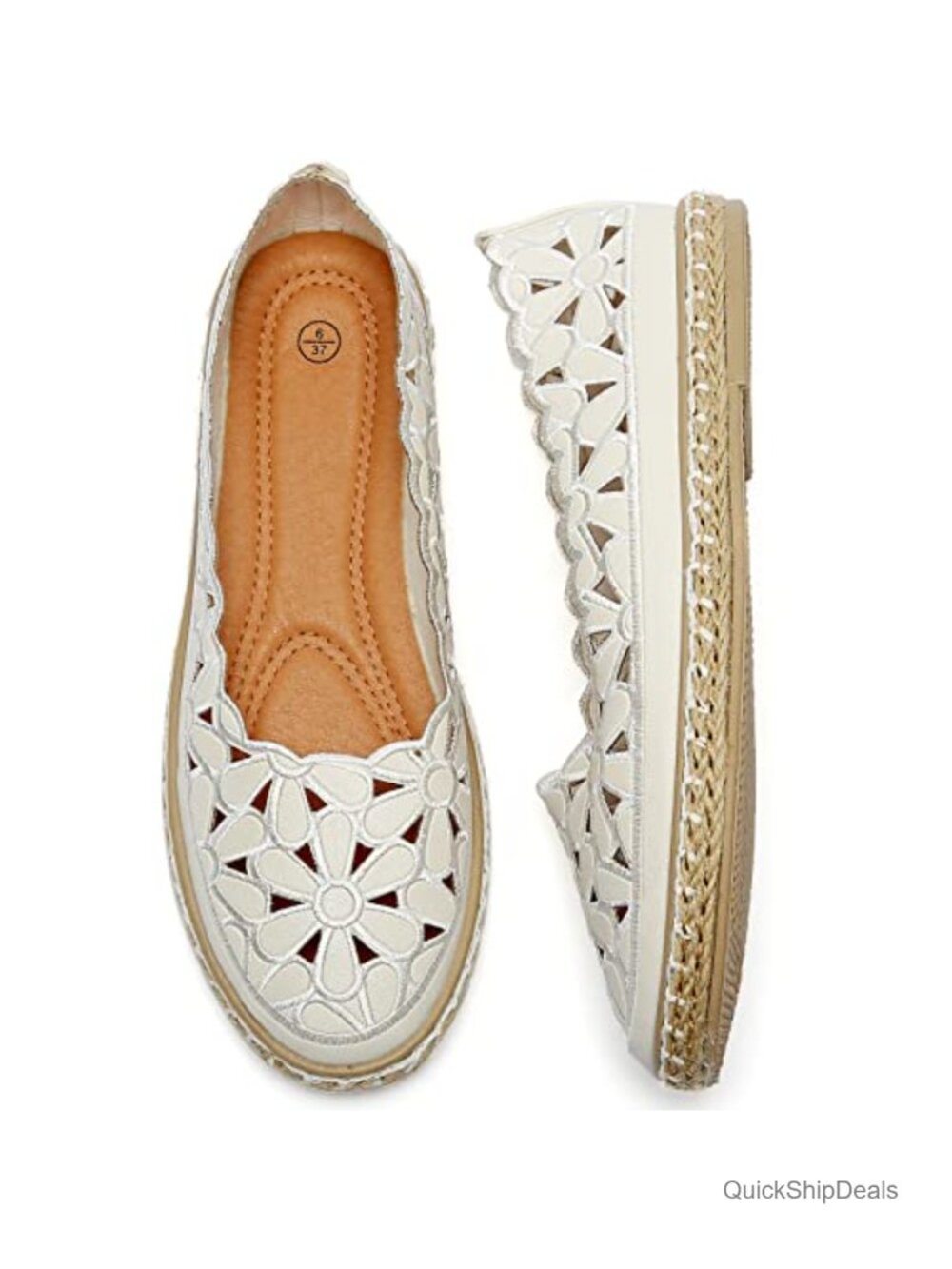PU Leather Ballet Flats Espadrille Loafers Closed Toe Slip On Women's Summer - Picture 1 of 6